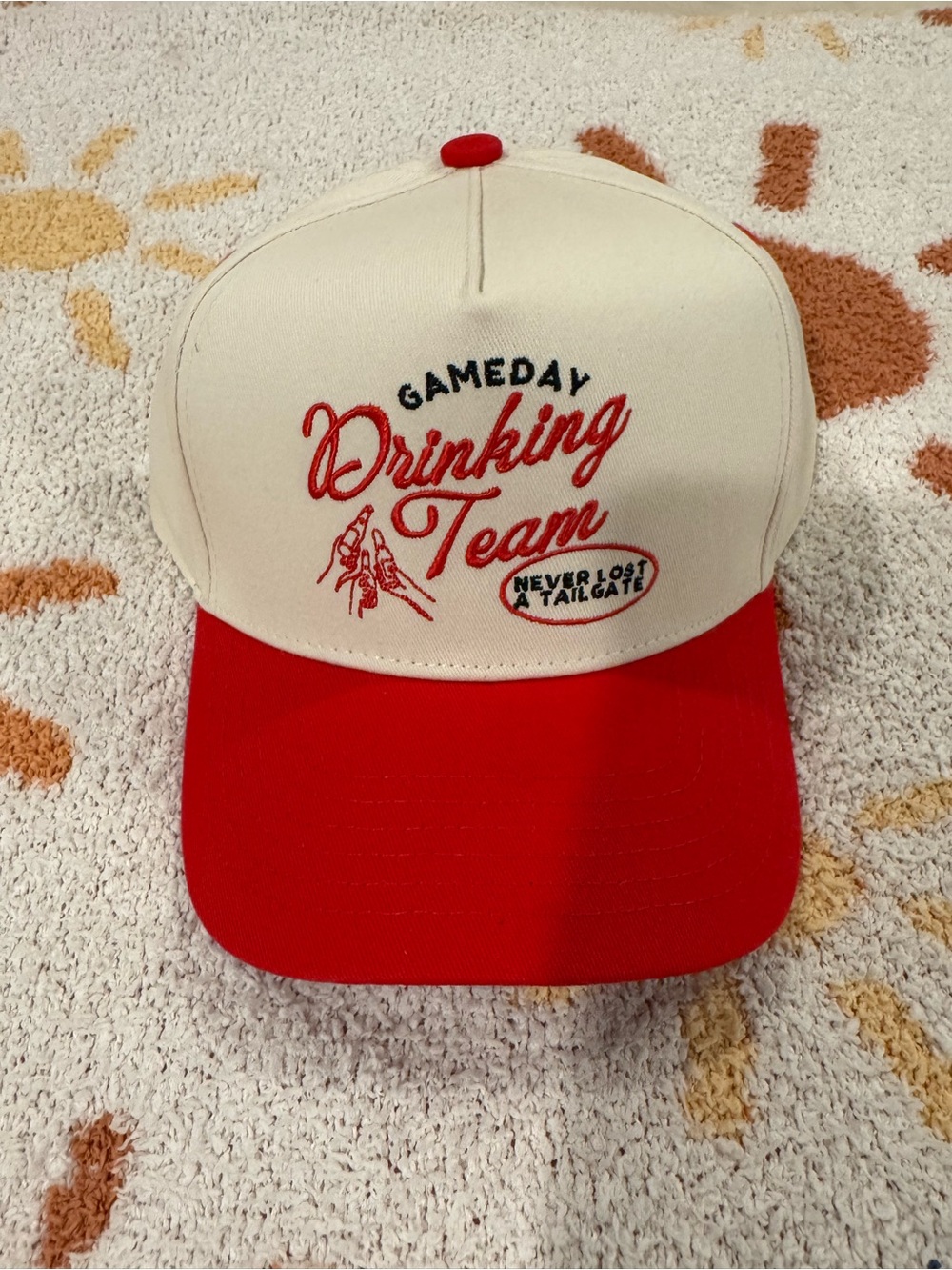 Gameday Drinking Team Red & Cream Trucker Hat by